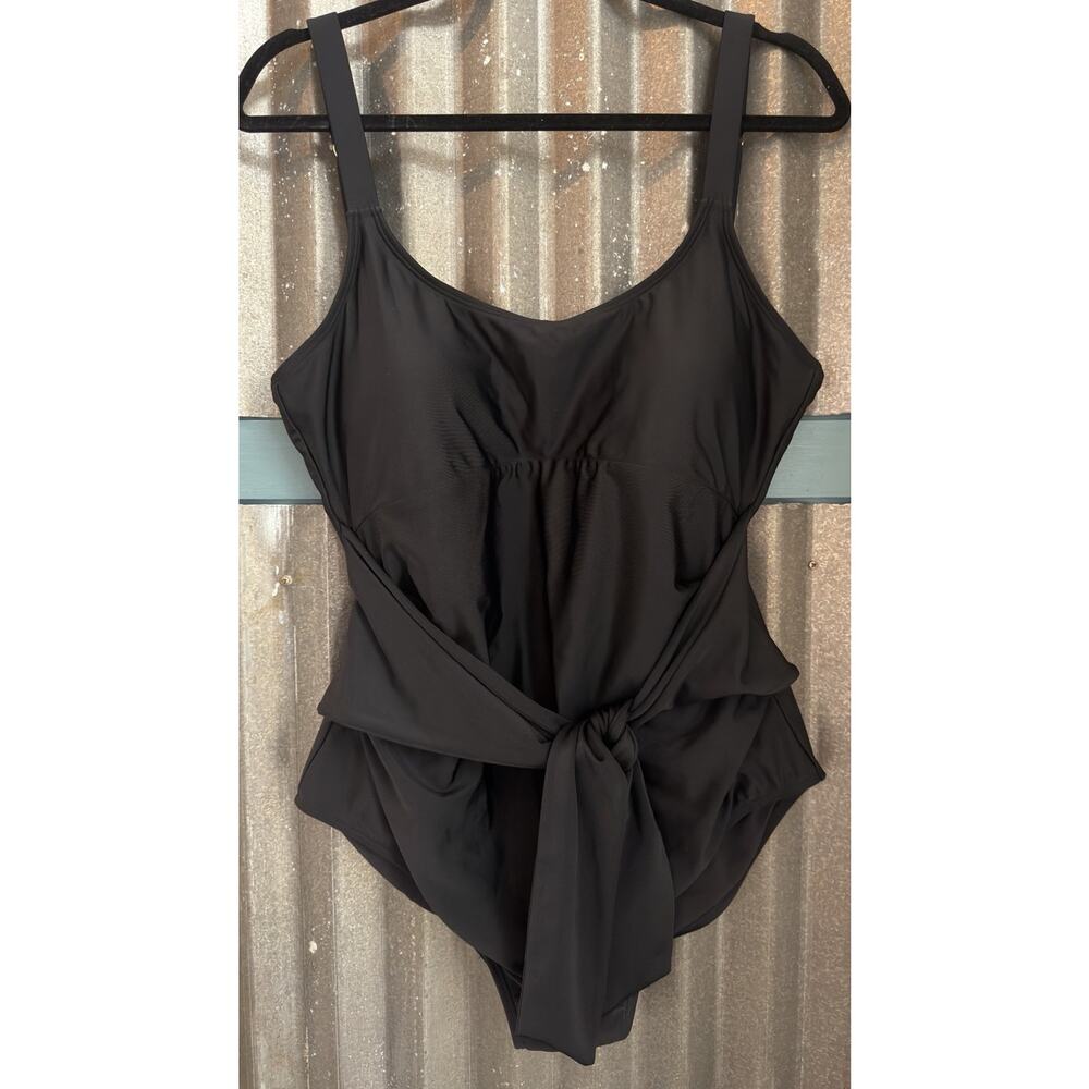 Shapermint Essentials One Piece Swimsuit Tie Waist Slimming Shaping Support XL